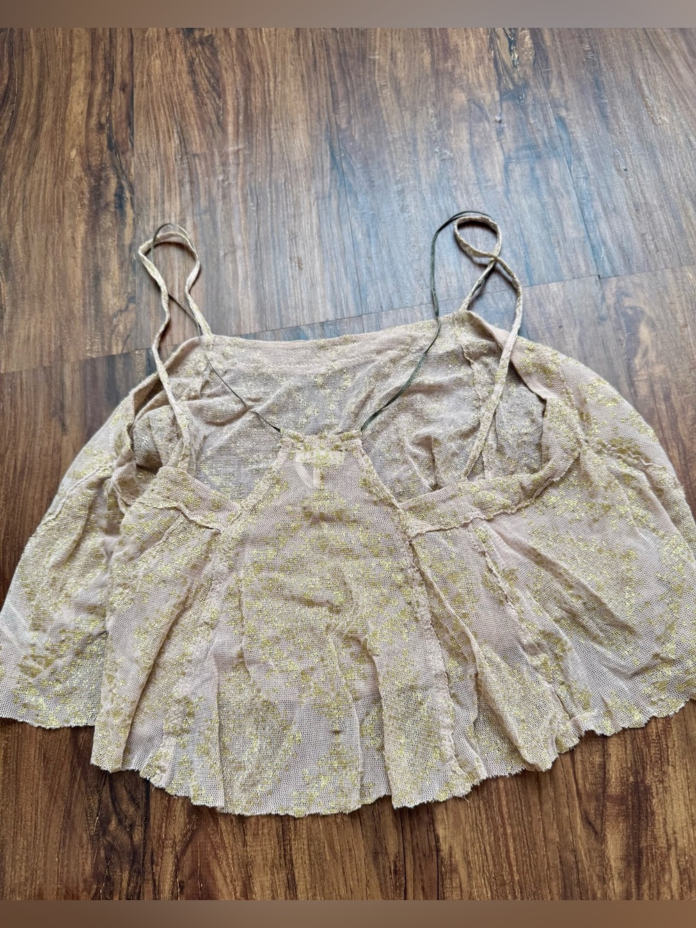Gold Metallic Mesh Crop Cami, Size Small - Intimately by Free People - Picture 5 of 7